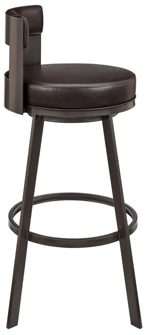 Flynn 26" Swivel Counter Stool in Brown Metal with Brown Faux Leather