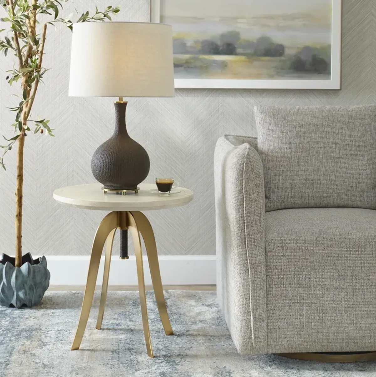 Alice Oak Adjustable Accent Table