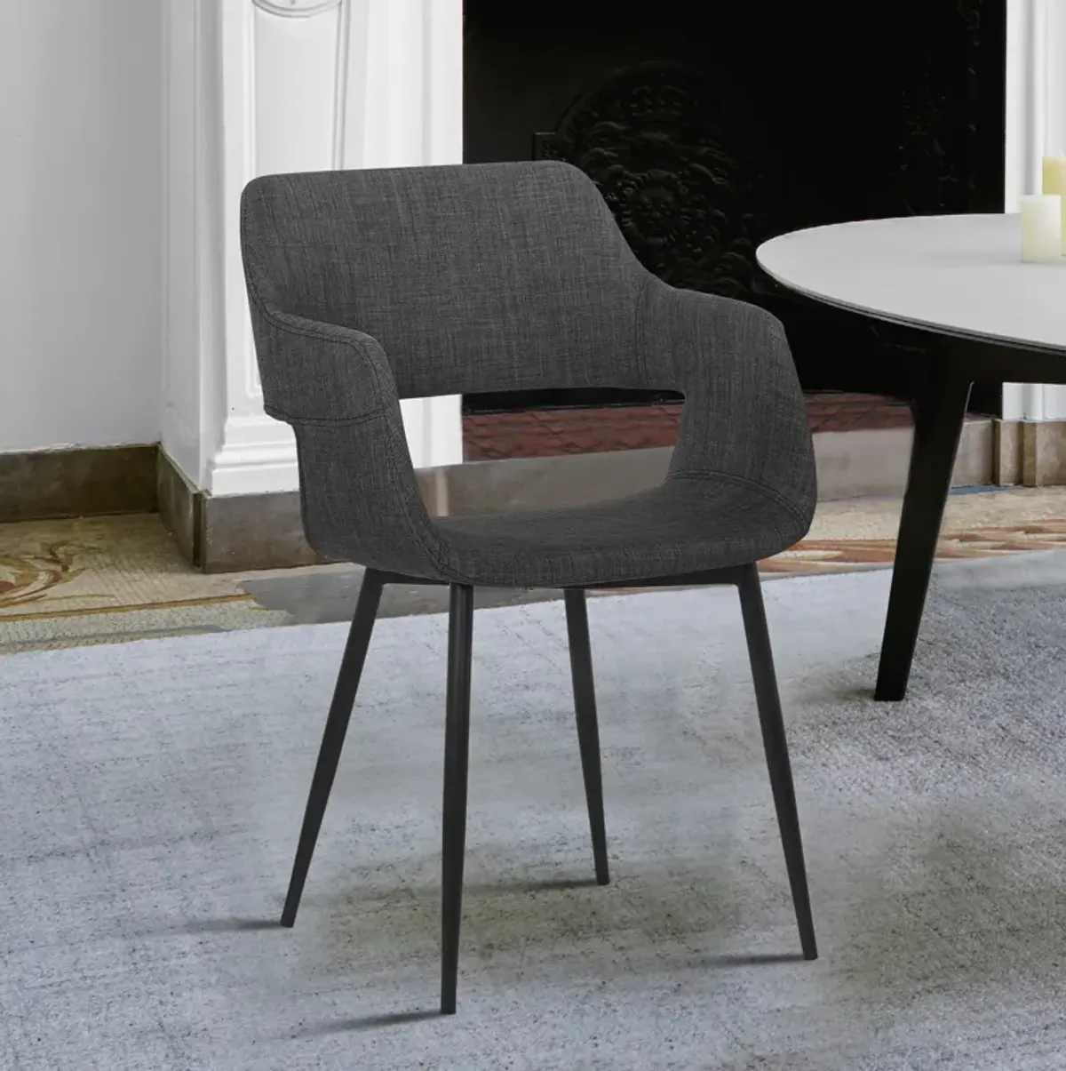 Ariana Mid-Century Charcoal Open Back Dining Accent Chair