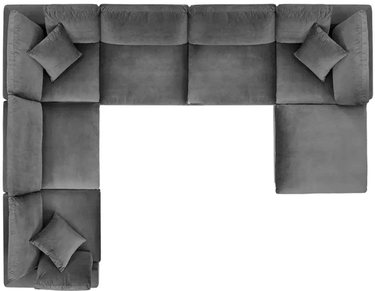 Commix Down Filled Overstuffed Performance Velvet 7-Piece Sectional Sofa