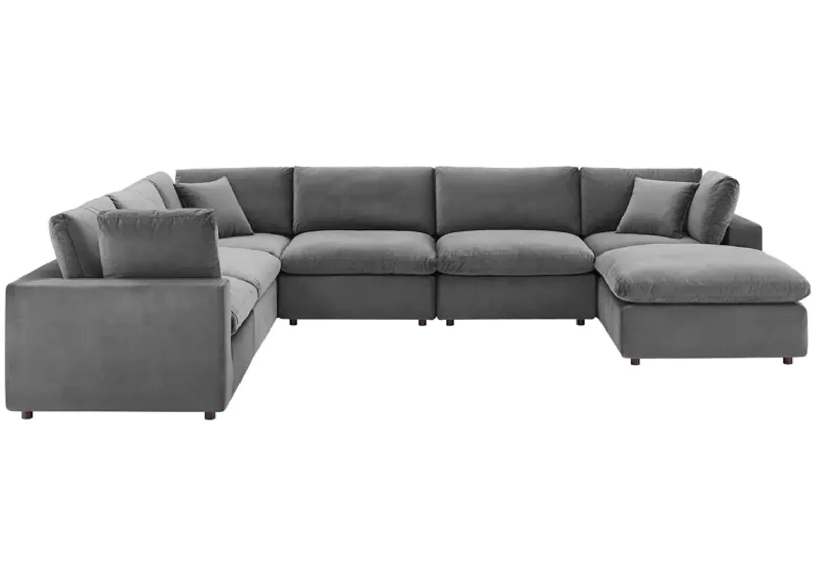 Commix Down Filled Overstuffed Performance Velvet 7-Piece Sectional Sofa