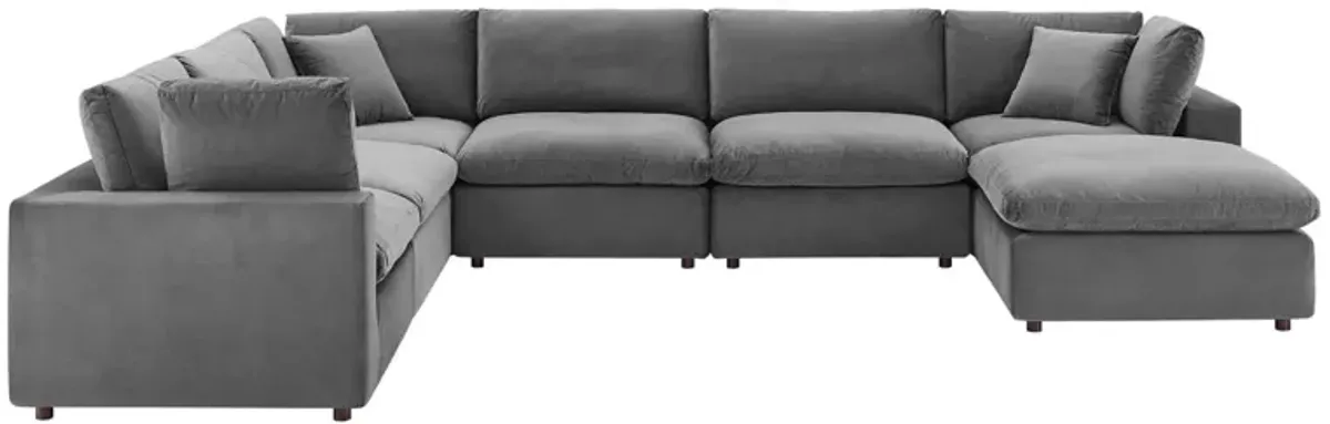 Commix Down Filled Overstuffed Performance Velvet 7-Piece Sectional Sofa