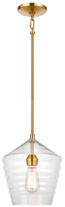 Konis 10" Wide 1-Light Mini Pendant - Satin Brass