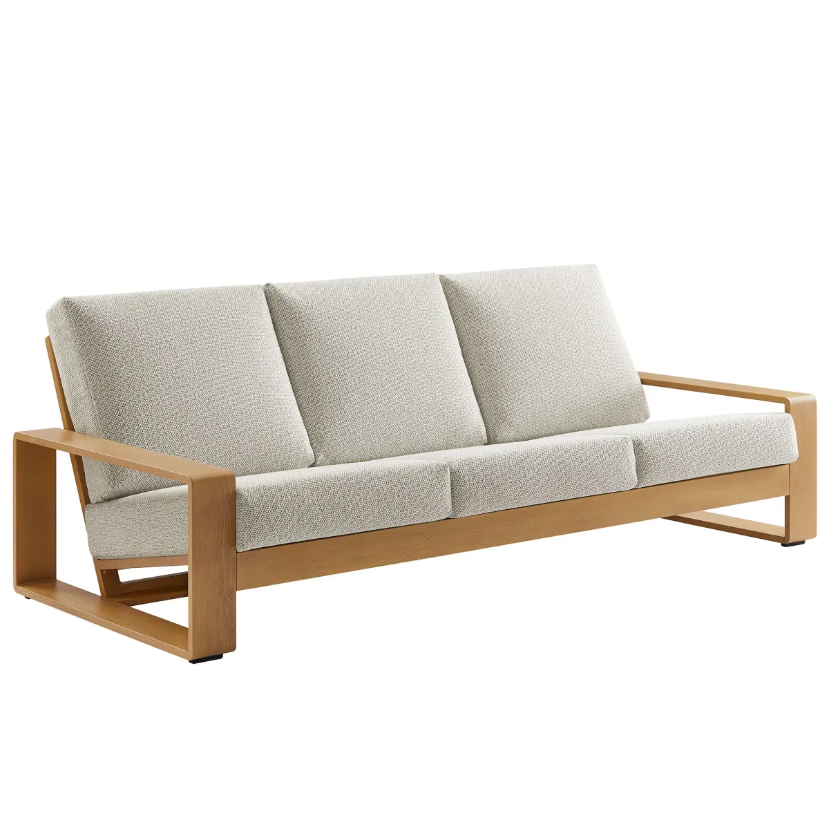 Lirienne Outdoor Patio Aluminum Faux Wood Sofa