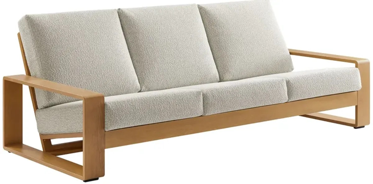 Lirienne Outdoor Patio Aluminum Faux Wood Sofa