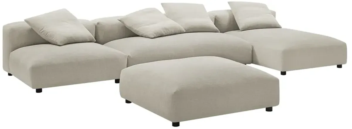 Solace 4-Piece Modular Upholstered Fabric Sectional Sofa With Ottoman by Modway