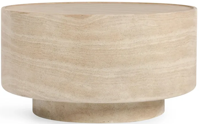 Mckenna Round Stone Outdoor Coffee Table in Beige