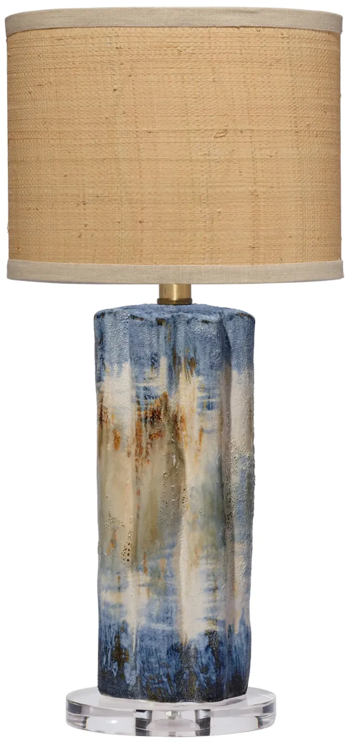 Abstract Ceramic Table Lamp with Raffia Shade