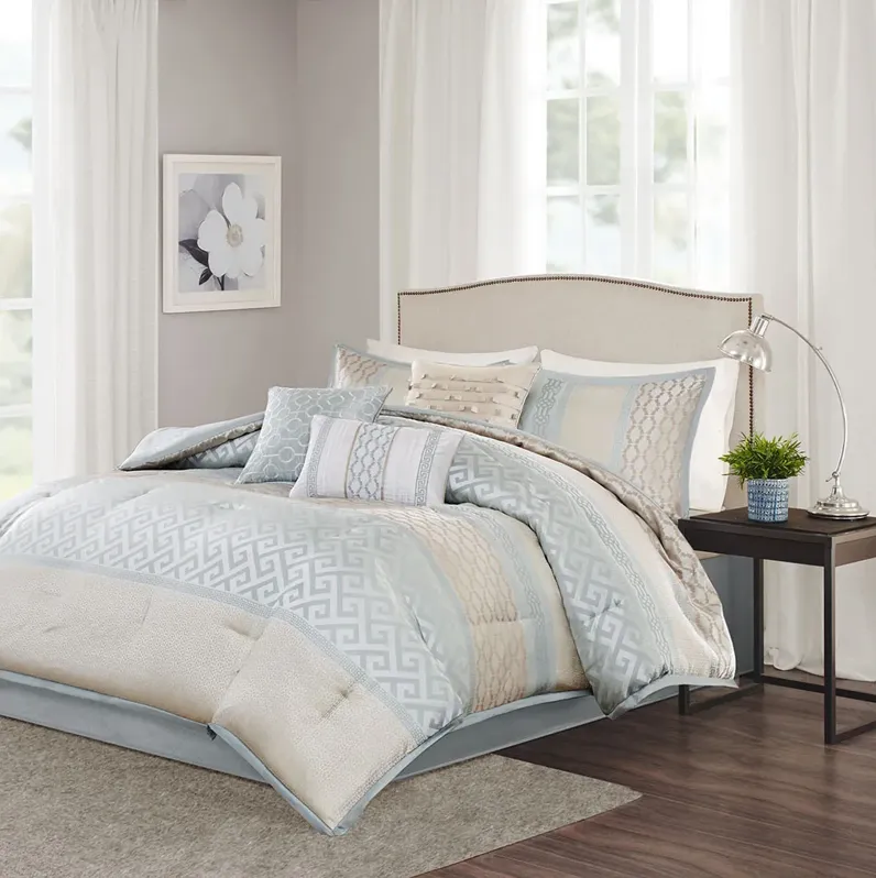 Madison Park Bennett Aqua 7 Piece Comforter Set