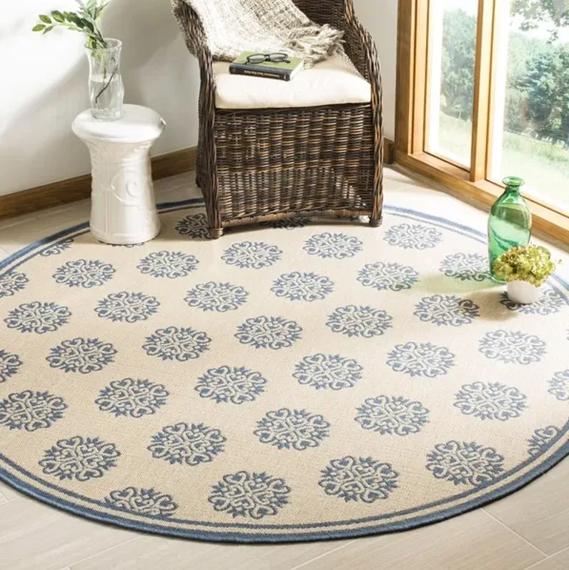 LINDEN 181 Collection LND181M-6R Blue / Creme 6'-7" X 6'-7" Round