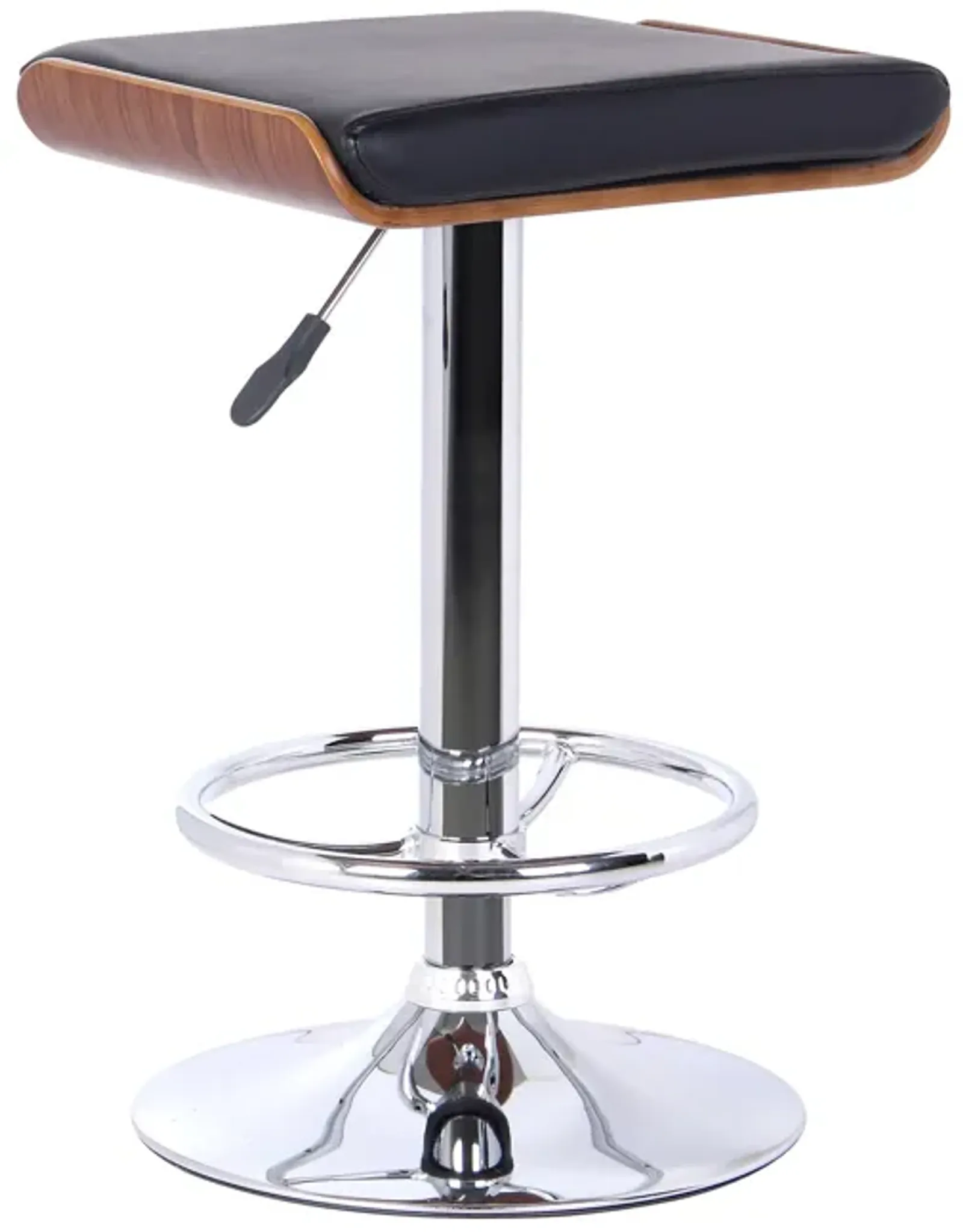 Java Barstool in Chrome finish with Walnut wood and Black Faux Leather