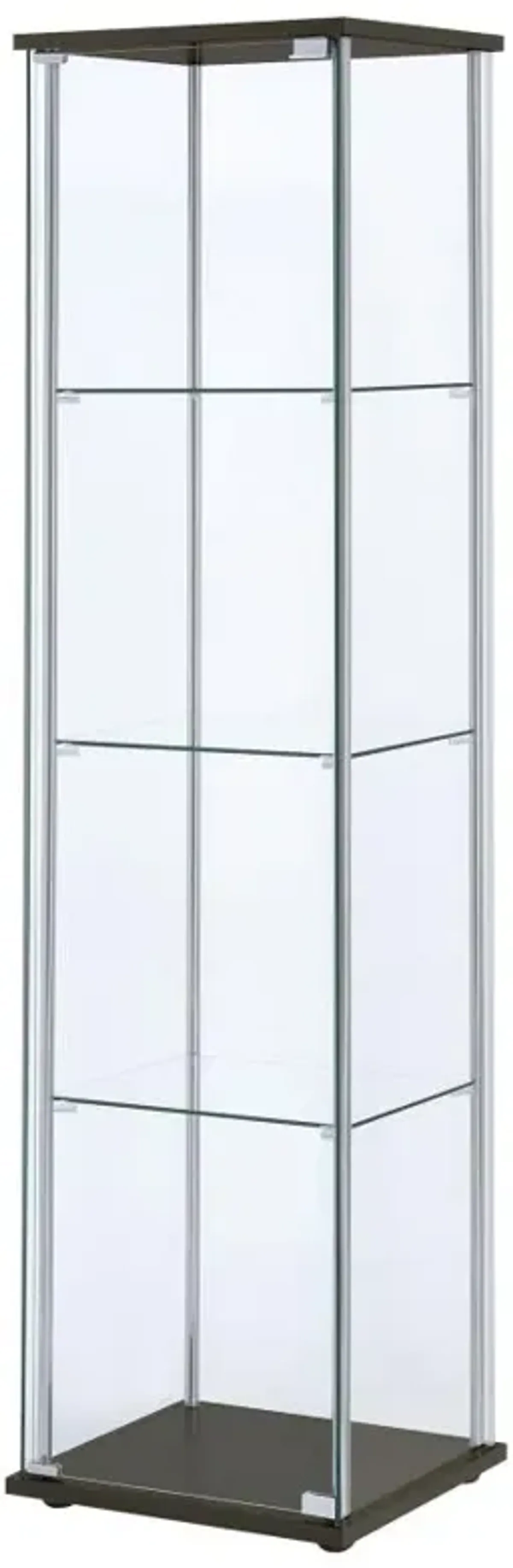 Bellatrix Rectangular 4-shelf Curio Cabinet Cappuccino and Clear