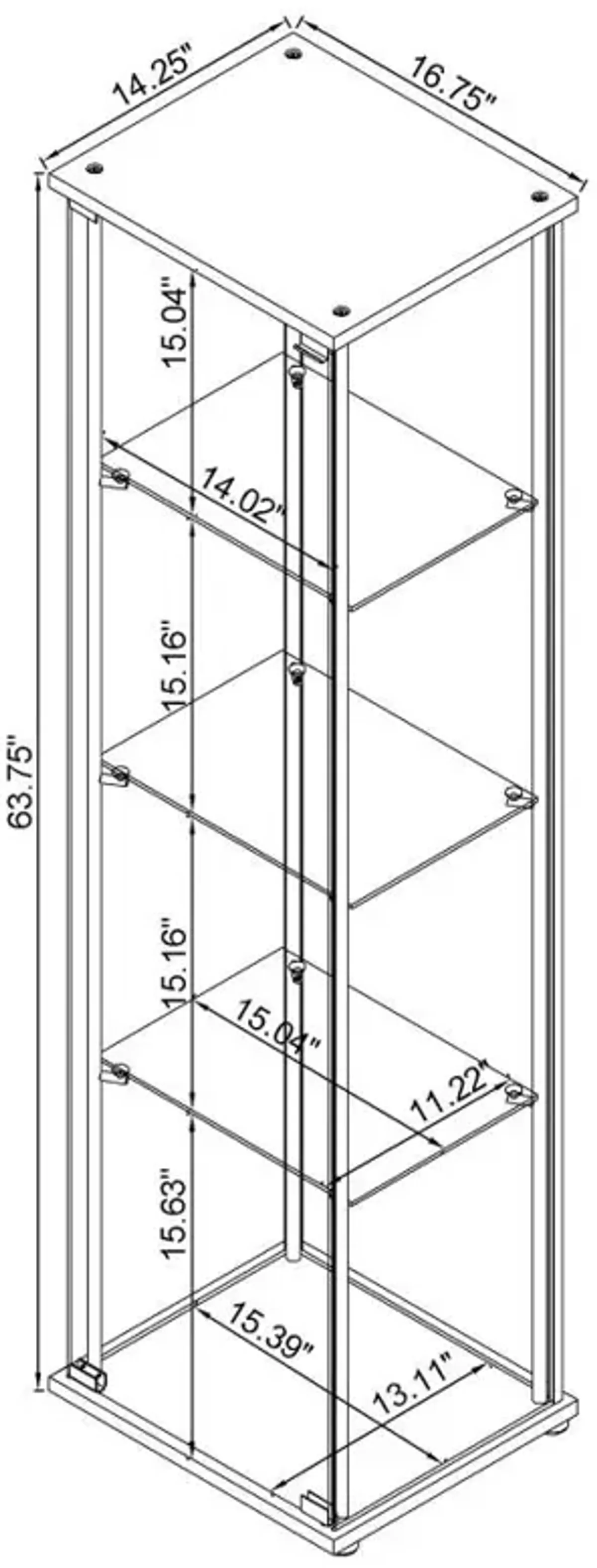 Bellatrix Rectangular 4-shelf Curio Cabinet Cappuccino and Clear