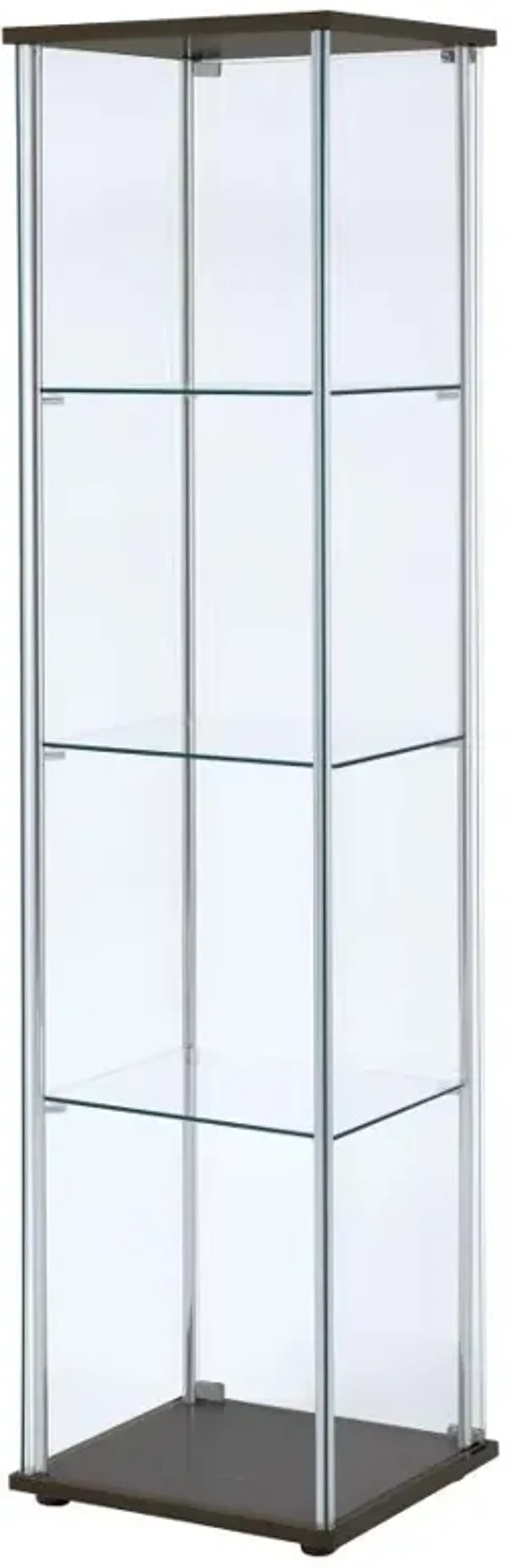 Bellatrix Rectangular 4-shelf Curio Cabinet Cappuccino and Clear