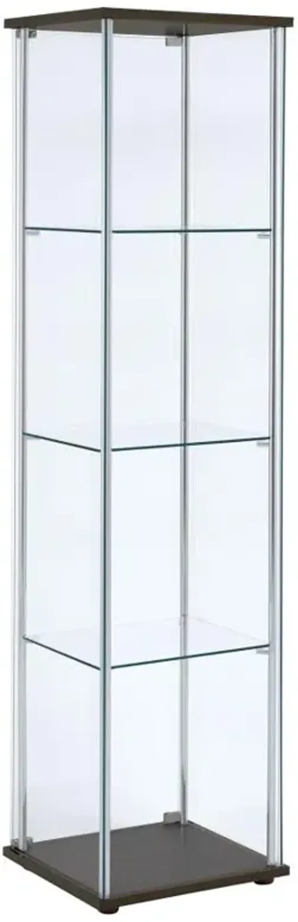 Bellatrix Rectangular 4-shelf Curio Cabinet Cappuccino and Clear