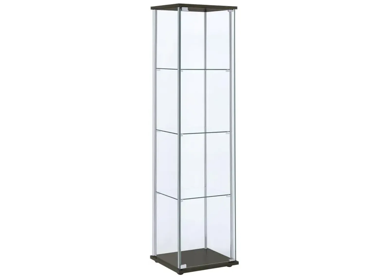 Bellatrix Rectangular 4-shelf Curio Cabinet Cappuccino and Clear