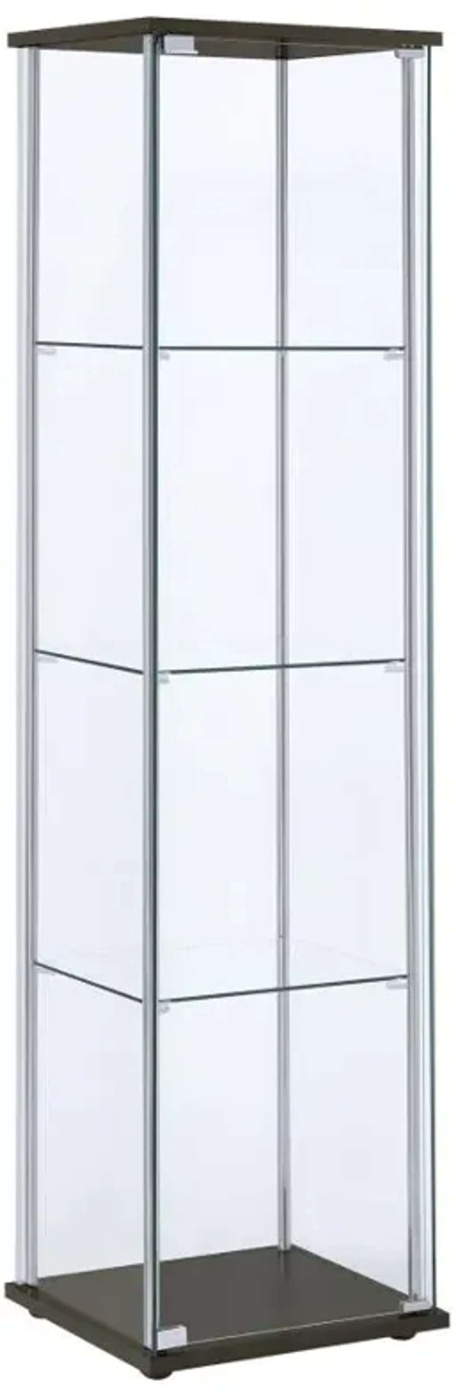 Bellatrix Rectangular 4-shelf Curio Cabinet Cappuccino and Clear