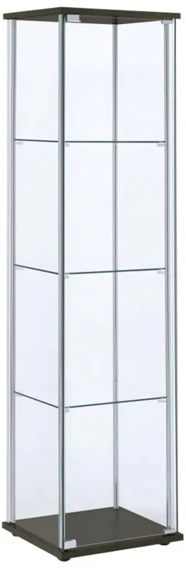 Bellatrix Rectangular 4-shelf Curio Cabinet Cappuccino and Clear