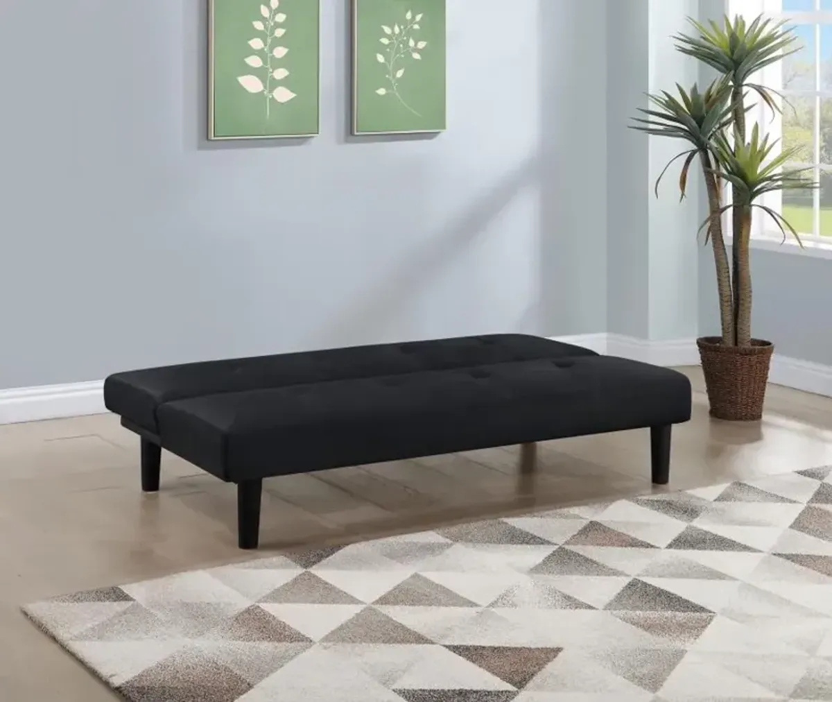 Stanford Multipurpose Upholstered Tufted Convertible Sofa Bed Black