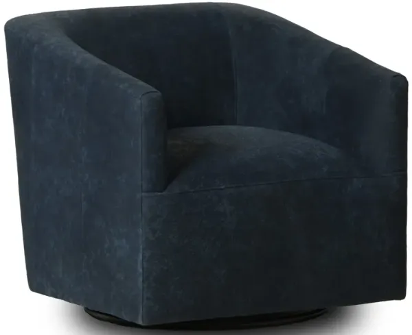 Chloe Accent Chair, Swivel, Outpost Leather, Deep Lagoon