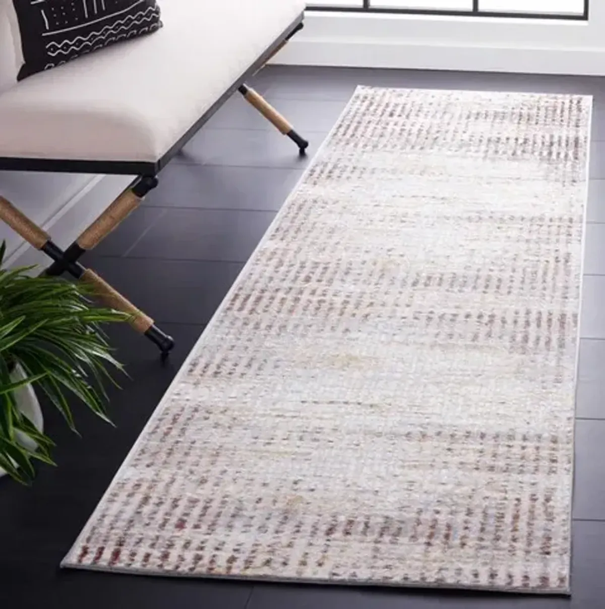 PALMA 356 Brown 2'-2' X 9' Runner Rug