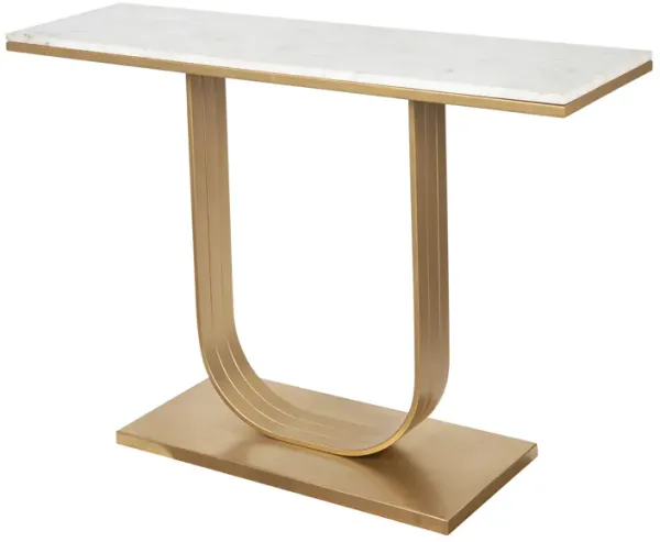 Metal/marble, 47x32 Accent Table, Gold/white
