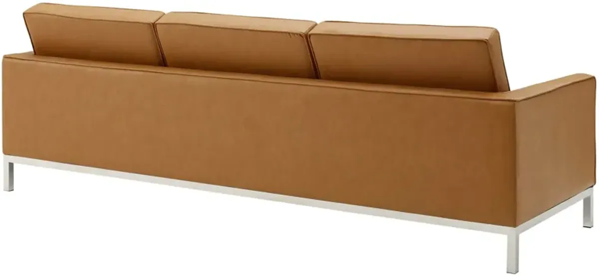 Loft Tufted Upholstered Faux Leather Sofa