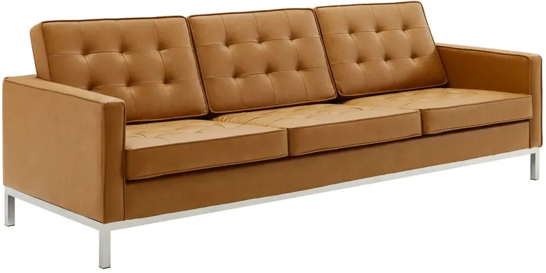 Loft Tufted Upholstered Faux Leather Sofa