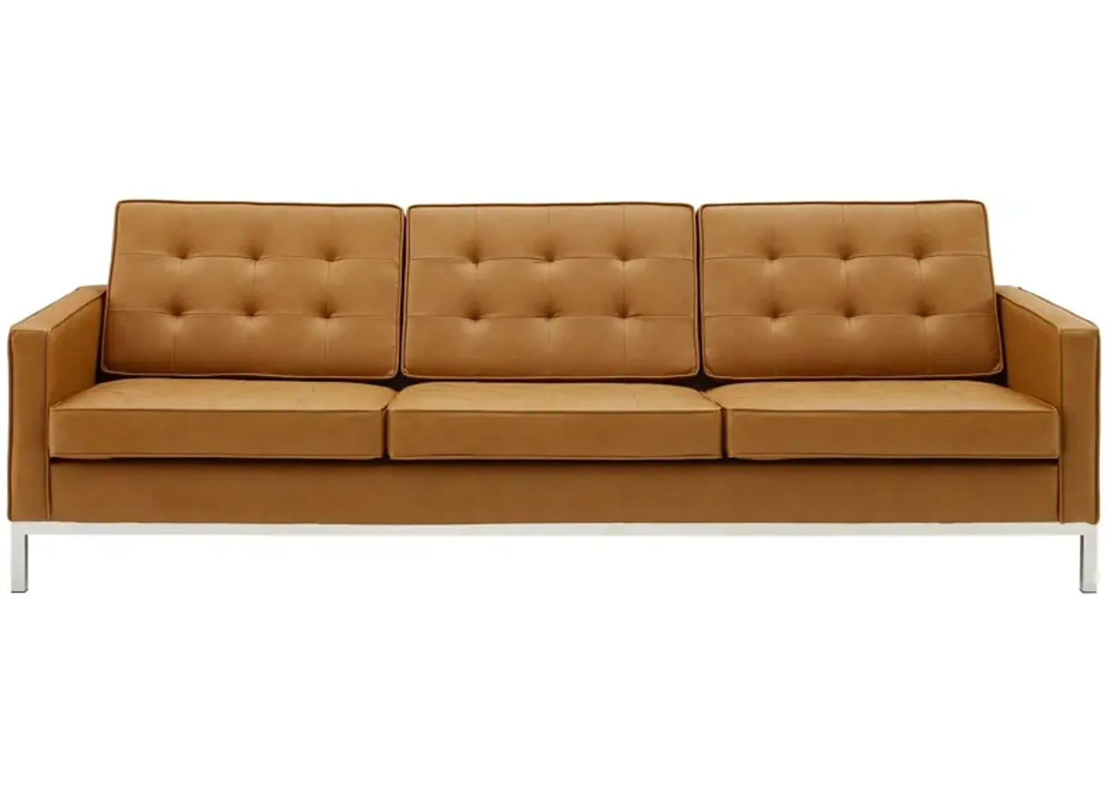 Loft Tufted Upholstered Faux Leather Sofa