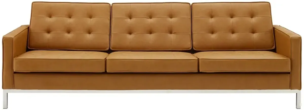 Loft Tufted Upholstered Faux Leather Sofa