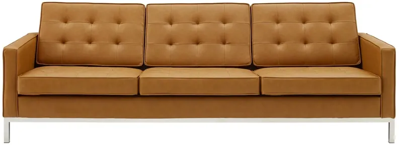 Loft Tufted Upholstered Faux Leather Sofa