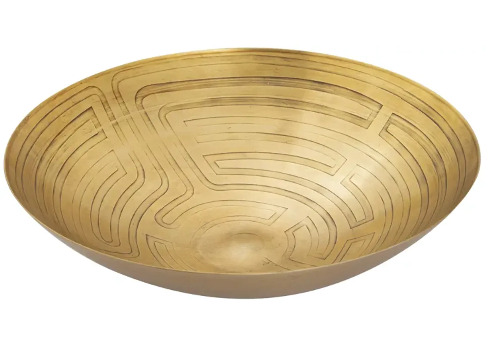 Maze Etched Centerpiece Bowl - Brass