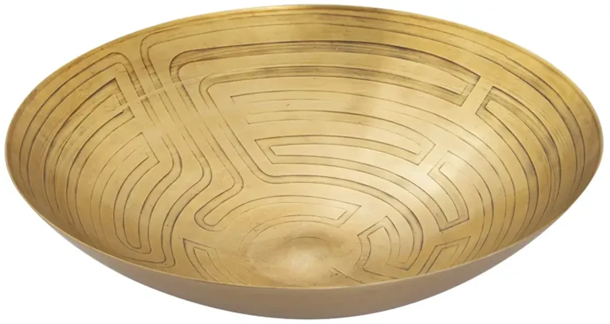 Maze Etched Centerpiece Bowl - Brass