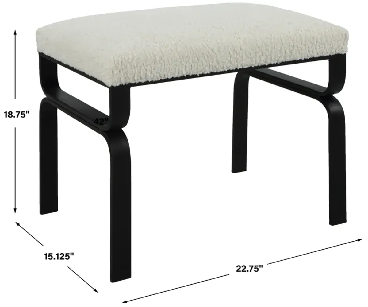 Diverge White Shearling Small Bench