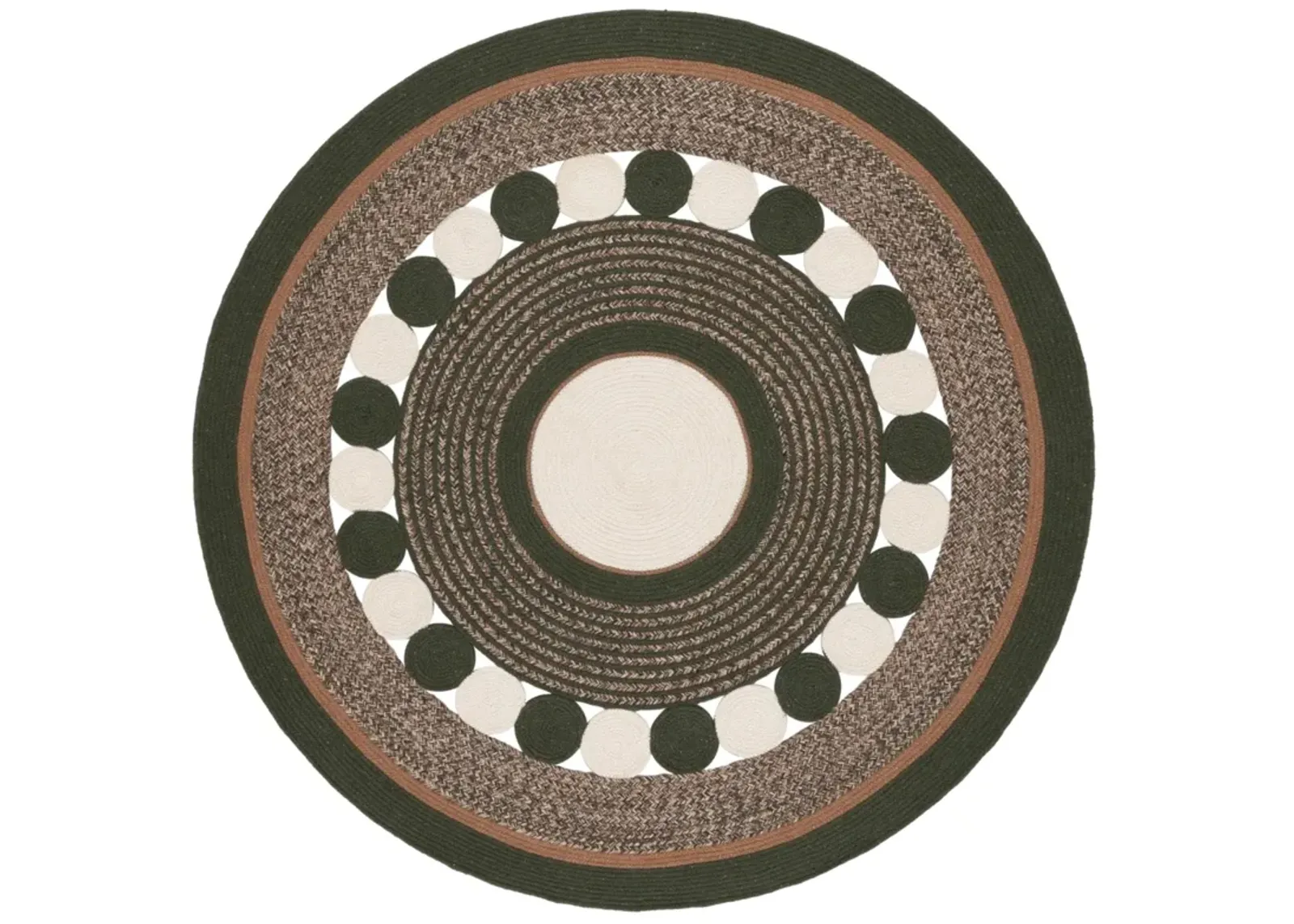 BRAIDED 757 GREEN  5' x 5' Round Round Rug