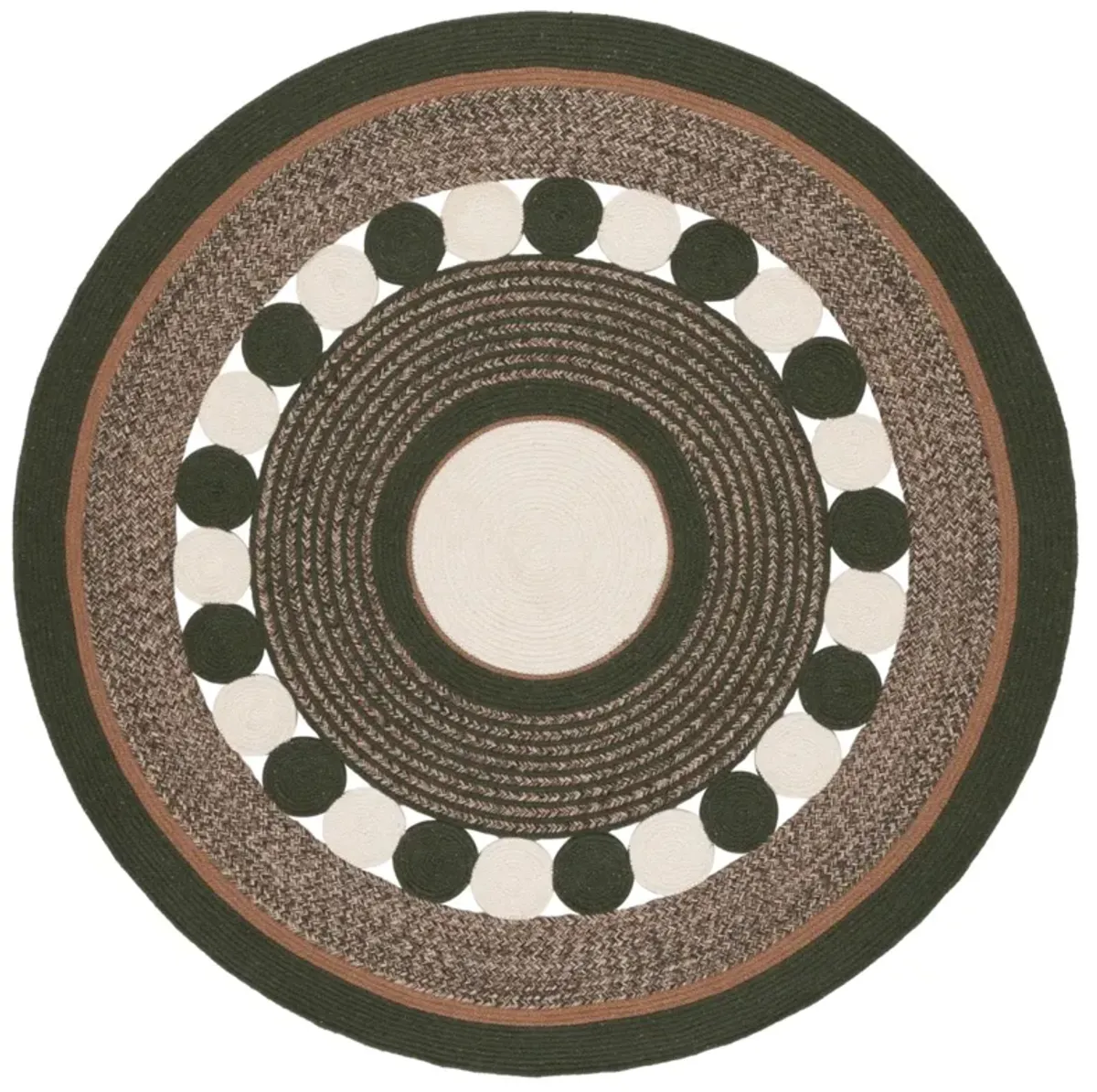 BRAIDED 757 GREEN  5' x 5' Round Round Rug