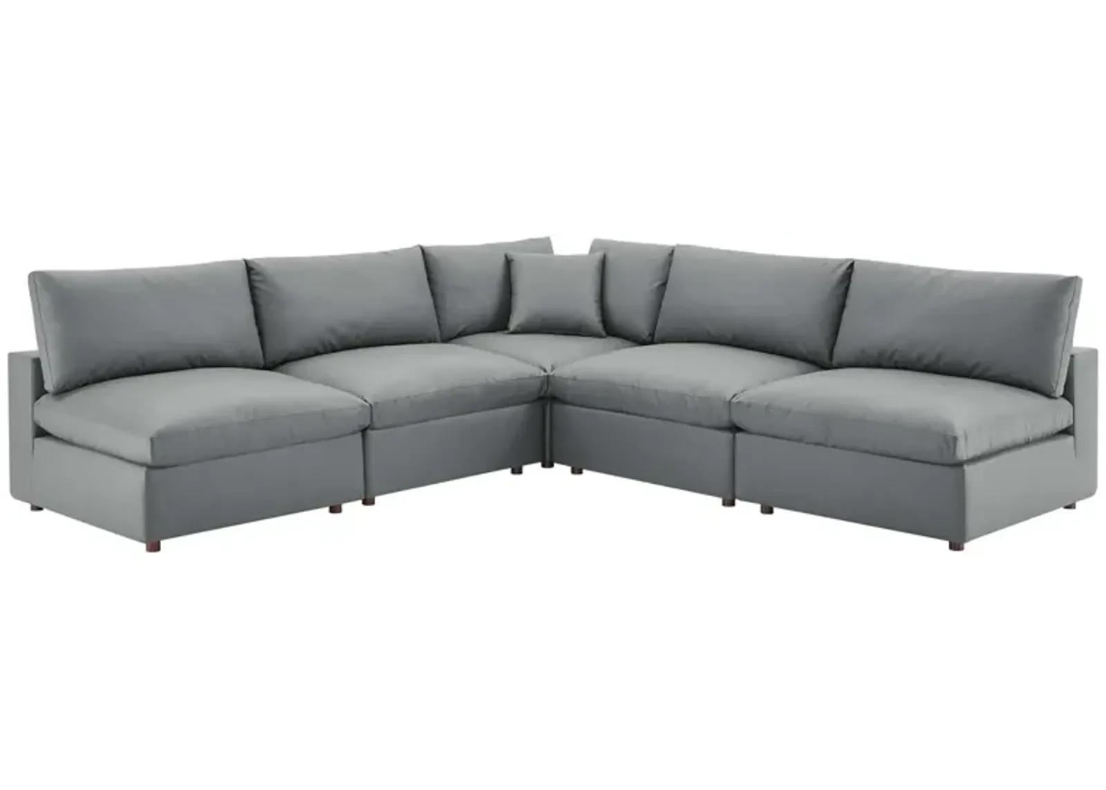 Commix Down Filled Overstuffed Vegan Leather 5-Piece Sectional Sofa