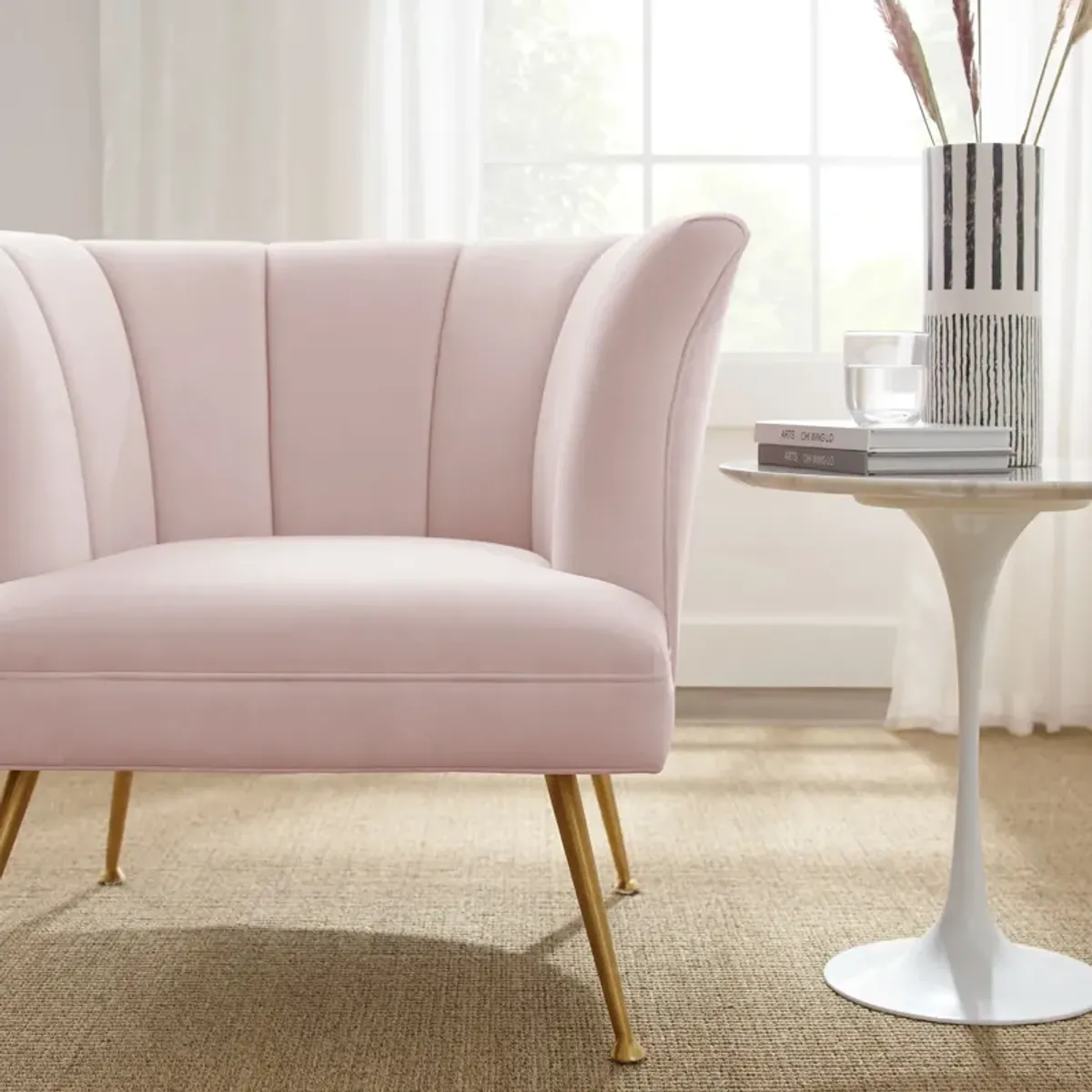 Veronica Channel Tufted Performance Velvet Armchair