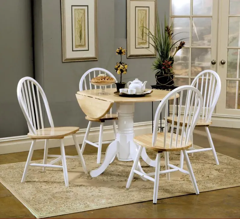 Jazlyn Drop Leaf round Dining Table Natural Brown And White