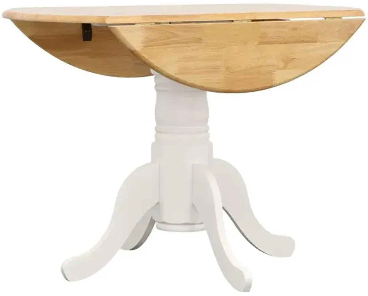 Jazlyn Drop Leaf round Dining Table Natural Brown And White