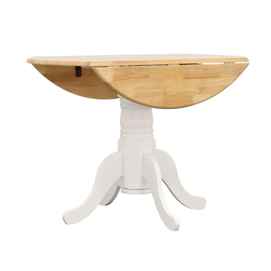 Jazlyn Drop Leaf round Dining Table Natural Brown And White