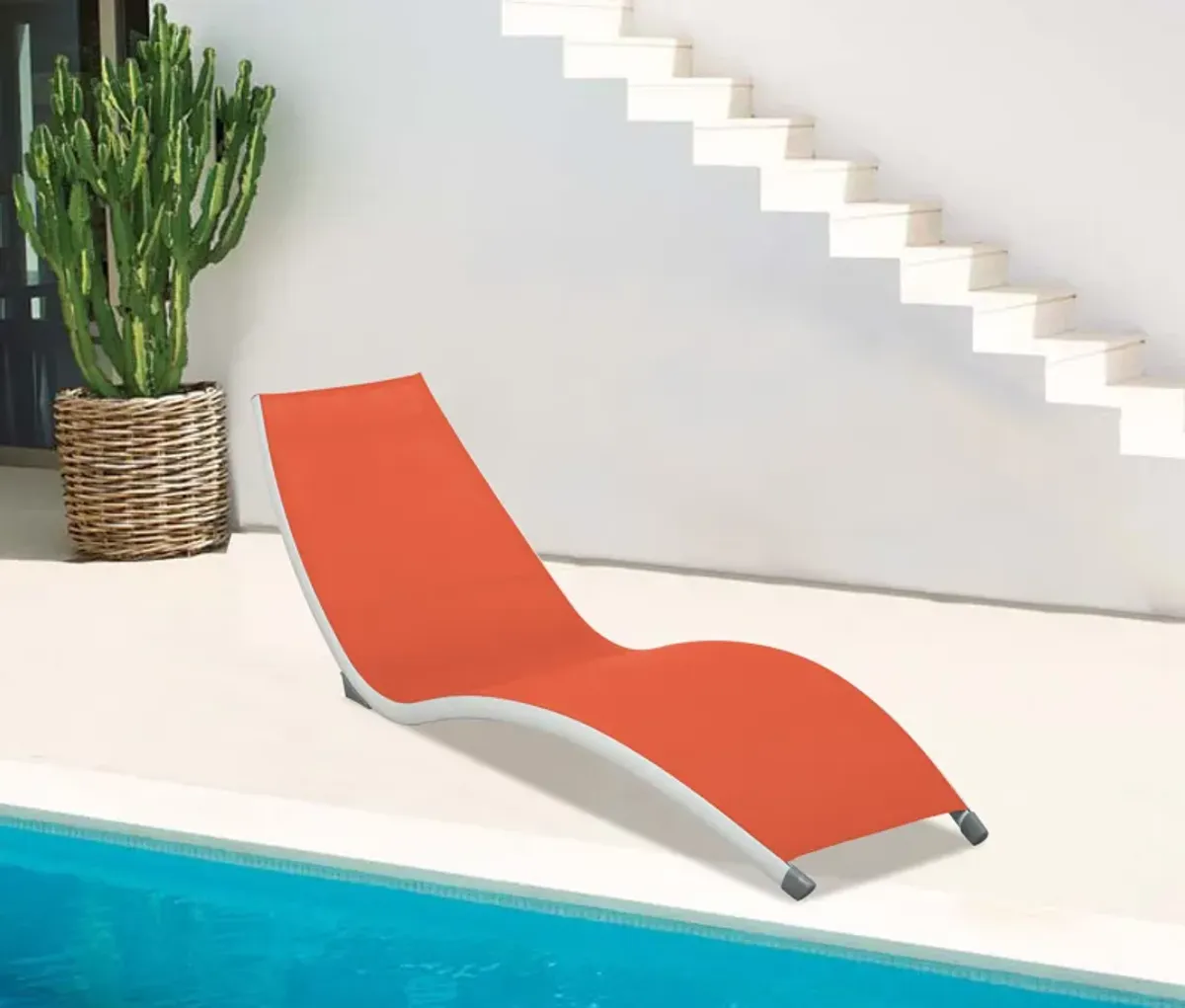 Helix Set of 2 Stackable Orange Sling Chaise Lounge