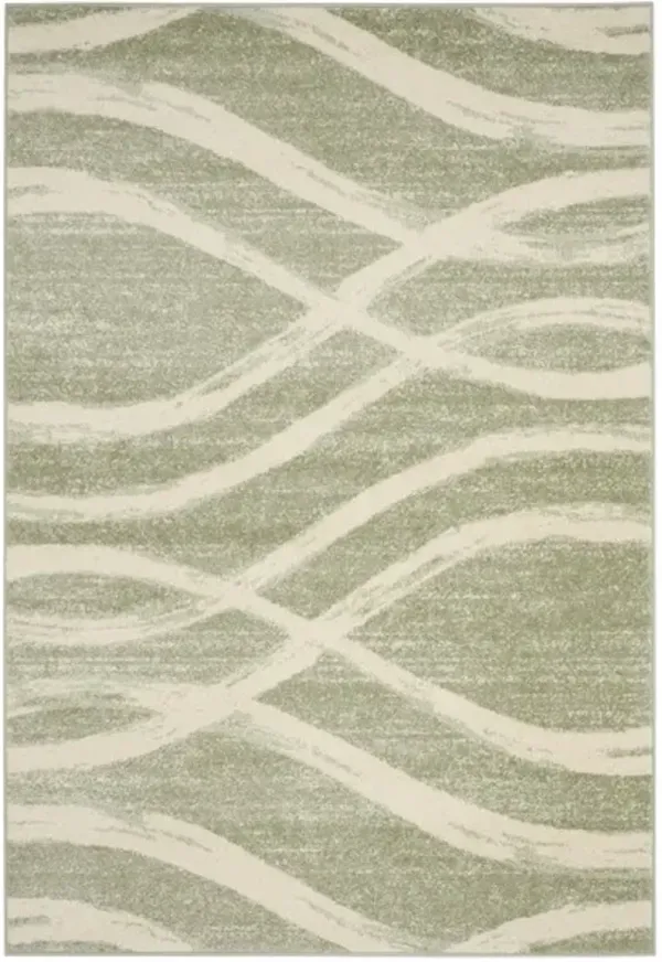 Adirondack Contemporary Sage / Cream 2'-6" X 12' Powerloomed Rug