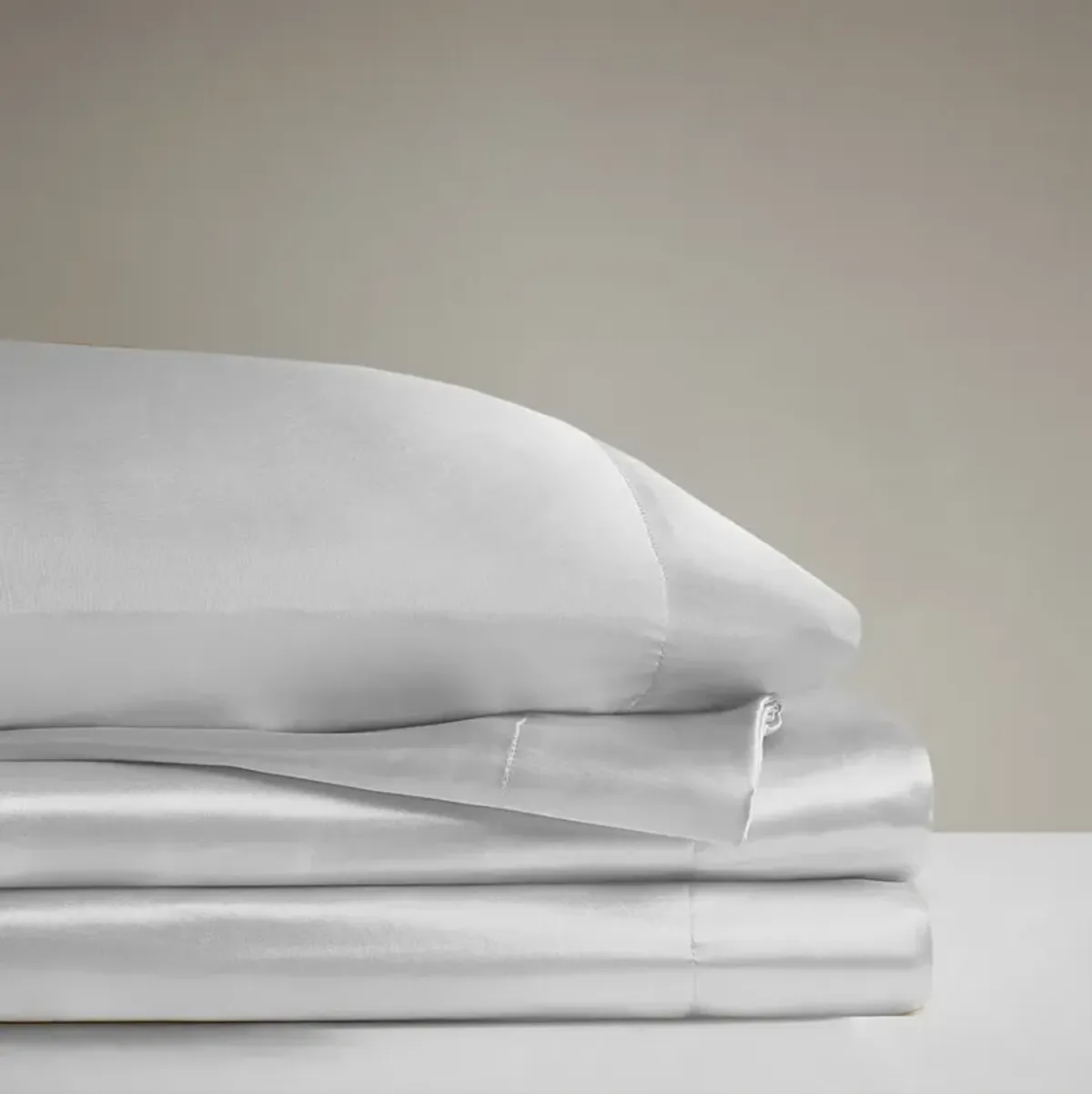 Madison Park Essentials Satin Light Grey Luxury 6 PC Sheet Set