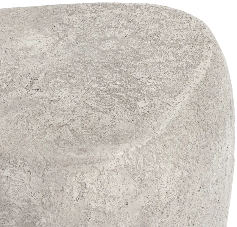 Britney Concrete Outdoor End Table in Light Grey 