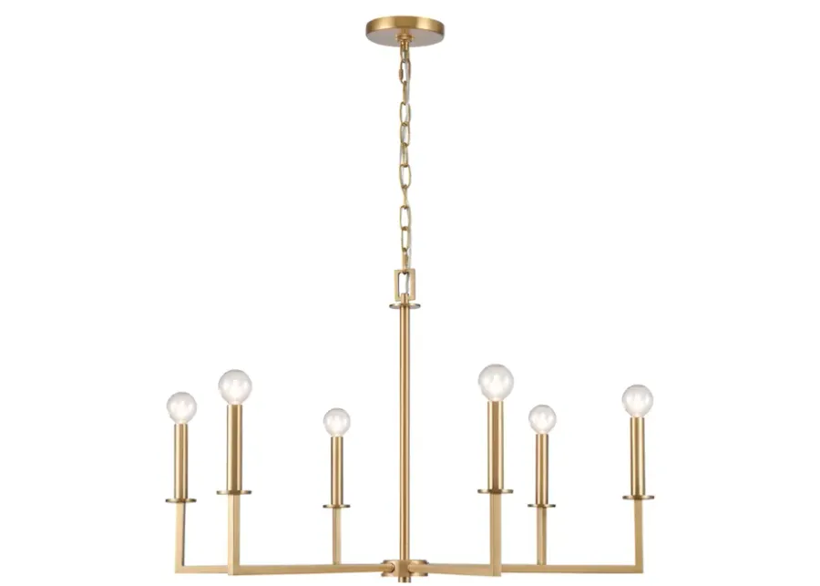 Dunne 30'' Wide 6-Light Chandelier - Lacquered Brass