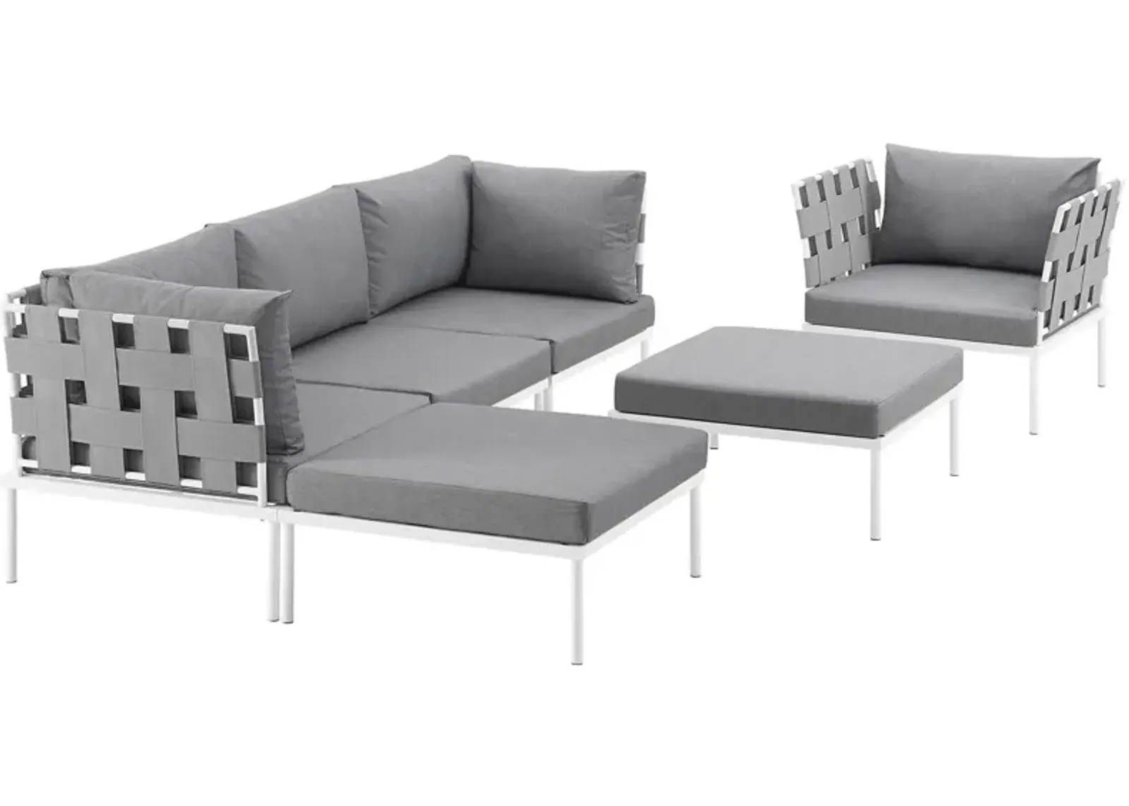 Harmony 6 Piece Outdoor Patio Aluminum Sectional Sofa Set