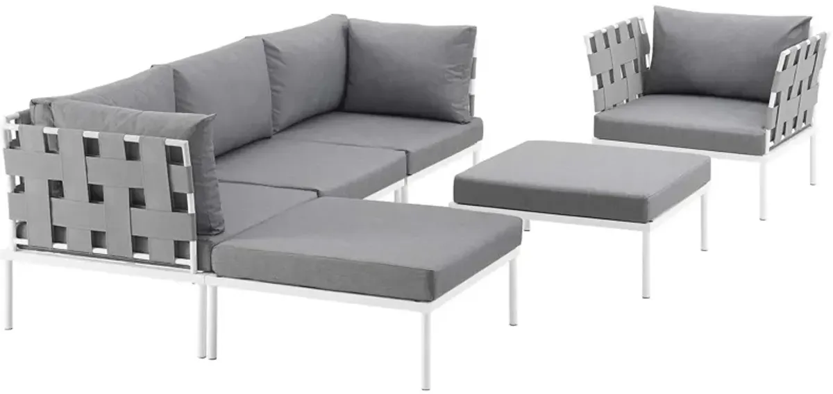 Harmony 6 Piece Outdoor Patio Aluminum Sectional Sofa Set