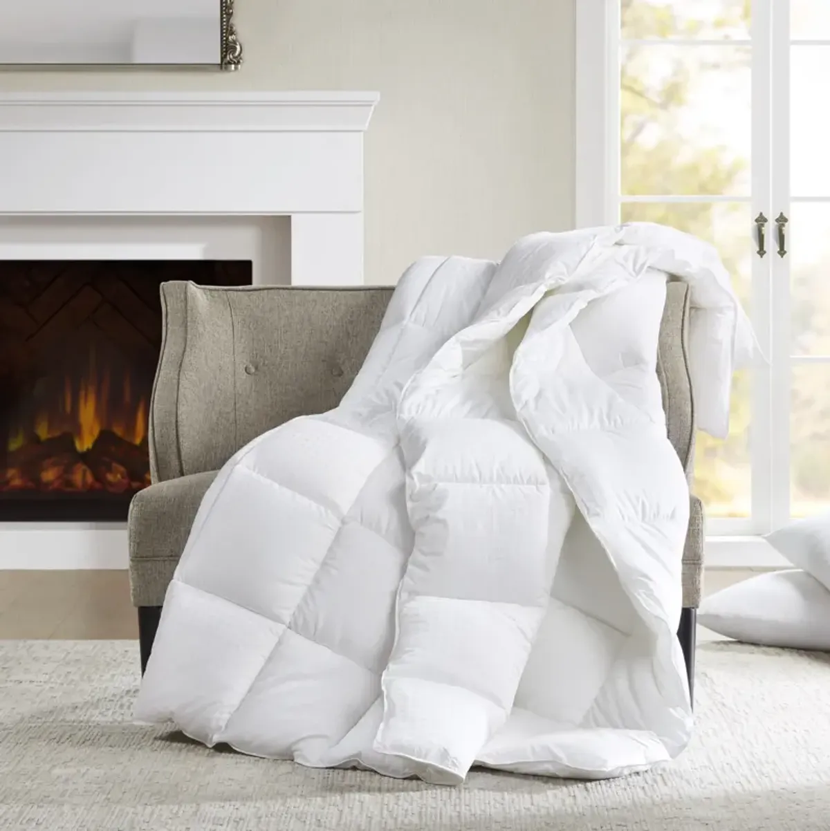 Croscill Signature White Dobby Cotton Down Alternative Comforter