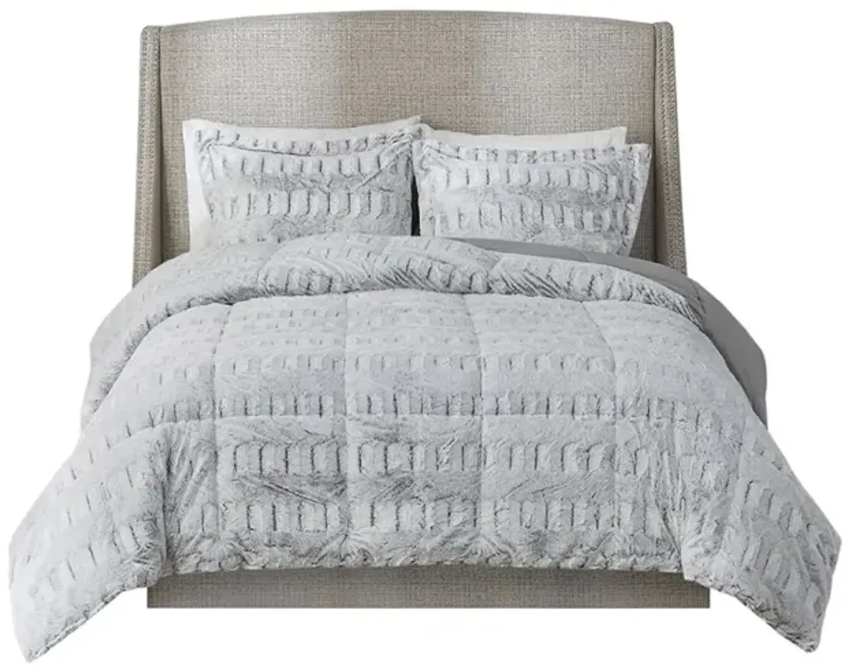 Madison Park Gia Grey Back Print Long Fur Comforter Mini Set